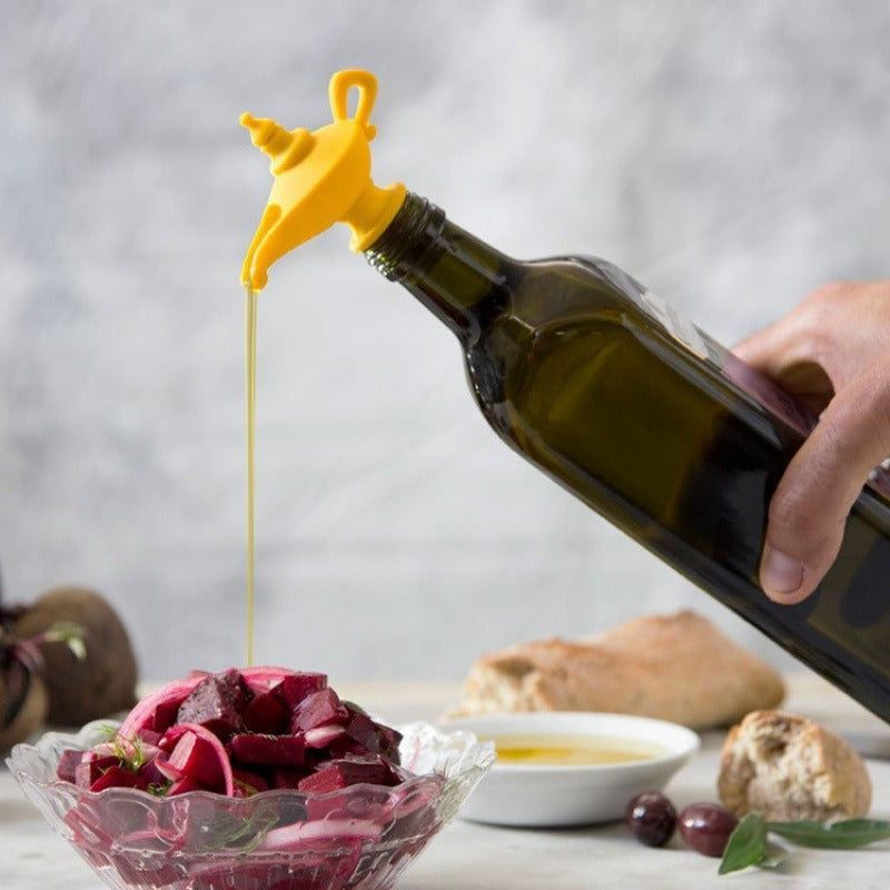 Creative silicone Aladdin lamp wine pouring device kitchen oil pouring nozzle leak proof sealing plug spiral type wine - Korvel