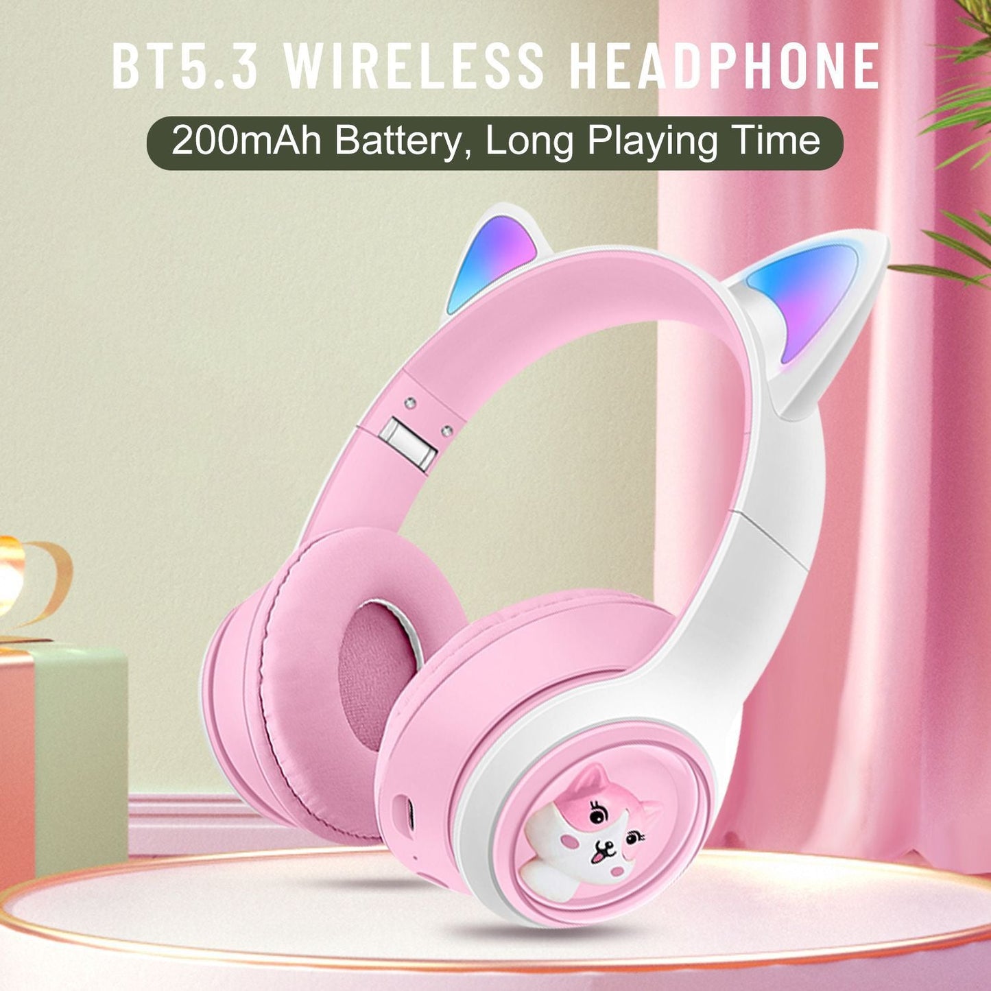 AKZ-07 Luminous Cat Ear Bluetooth Headset