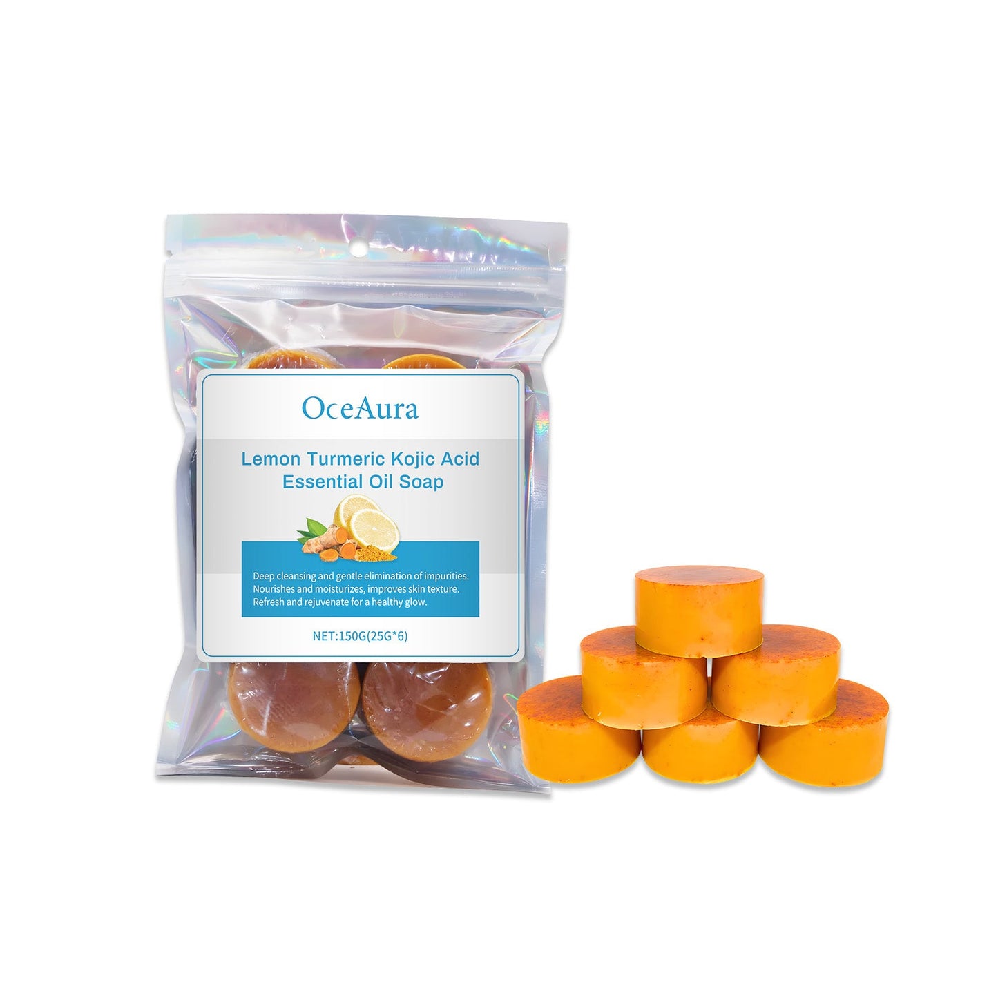 Lemon Turmeric Essential Oil Soap Cleans Skin Pores, Brightening Skin Body Bath Soap - Korvel
