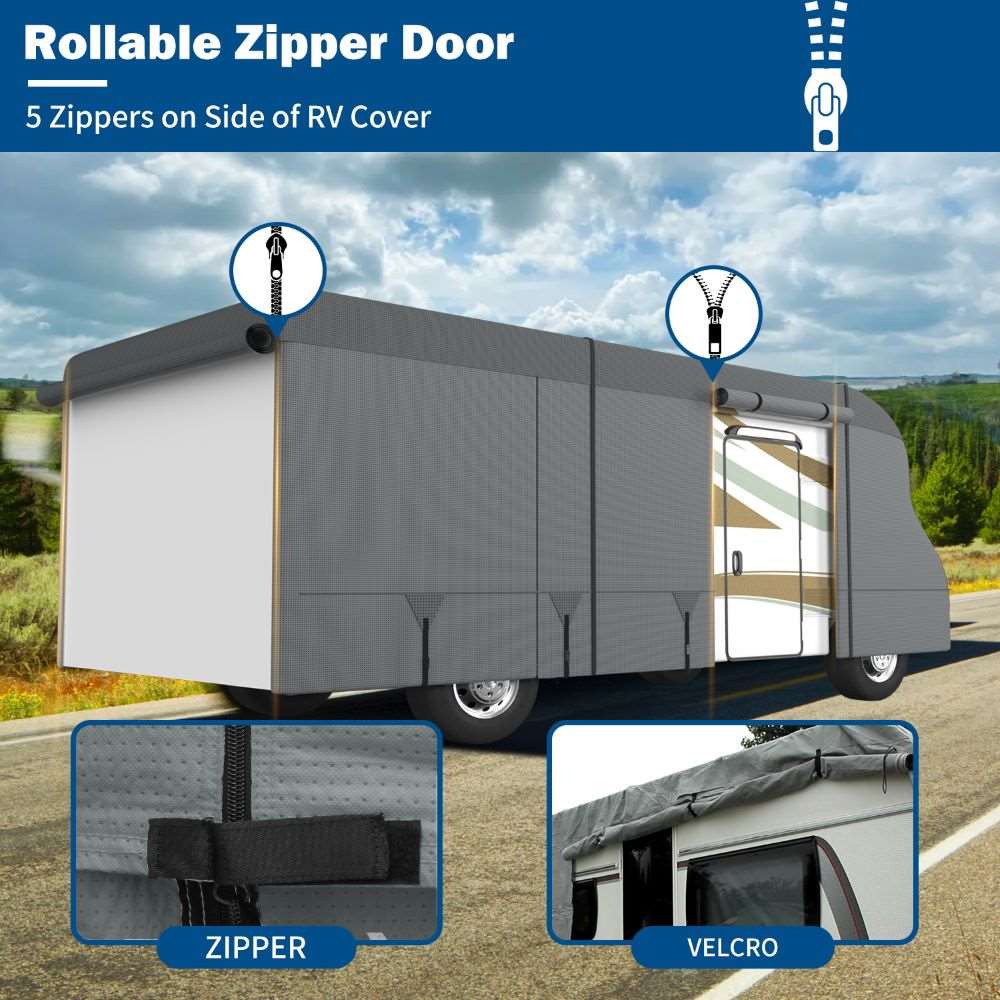 Umbrauto RV Cover Class C Upgraded 7 Layers Anti-UV Top Panel Motorhome Cover，Gray - Korvel