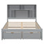 Full Size Platform Bed with Storage Headboard and 2 Drawers, Gray - Korvel
