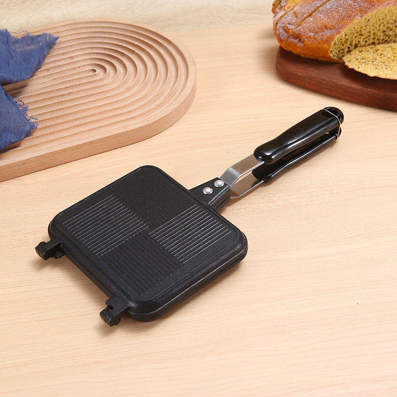 Aluminum Sanming Pan Round Double-sided Pattern Waffle Mold Home Breakfast Pancake Tool - Korvel