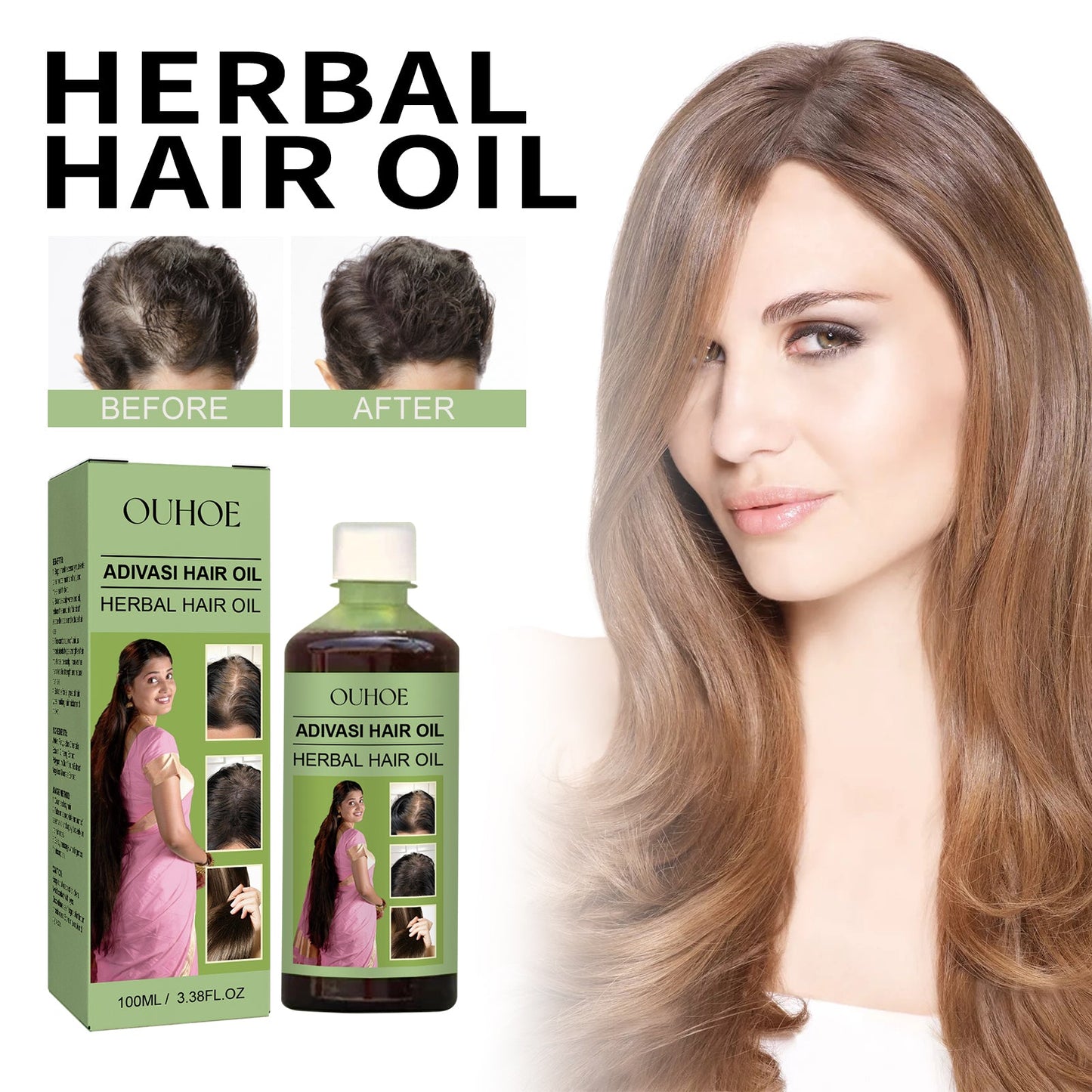 Huile de soin capillaire aux herbes pour un cuir chevelu nourri et des cheveux doux