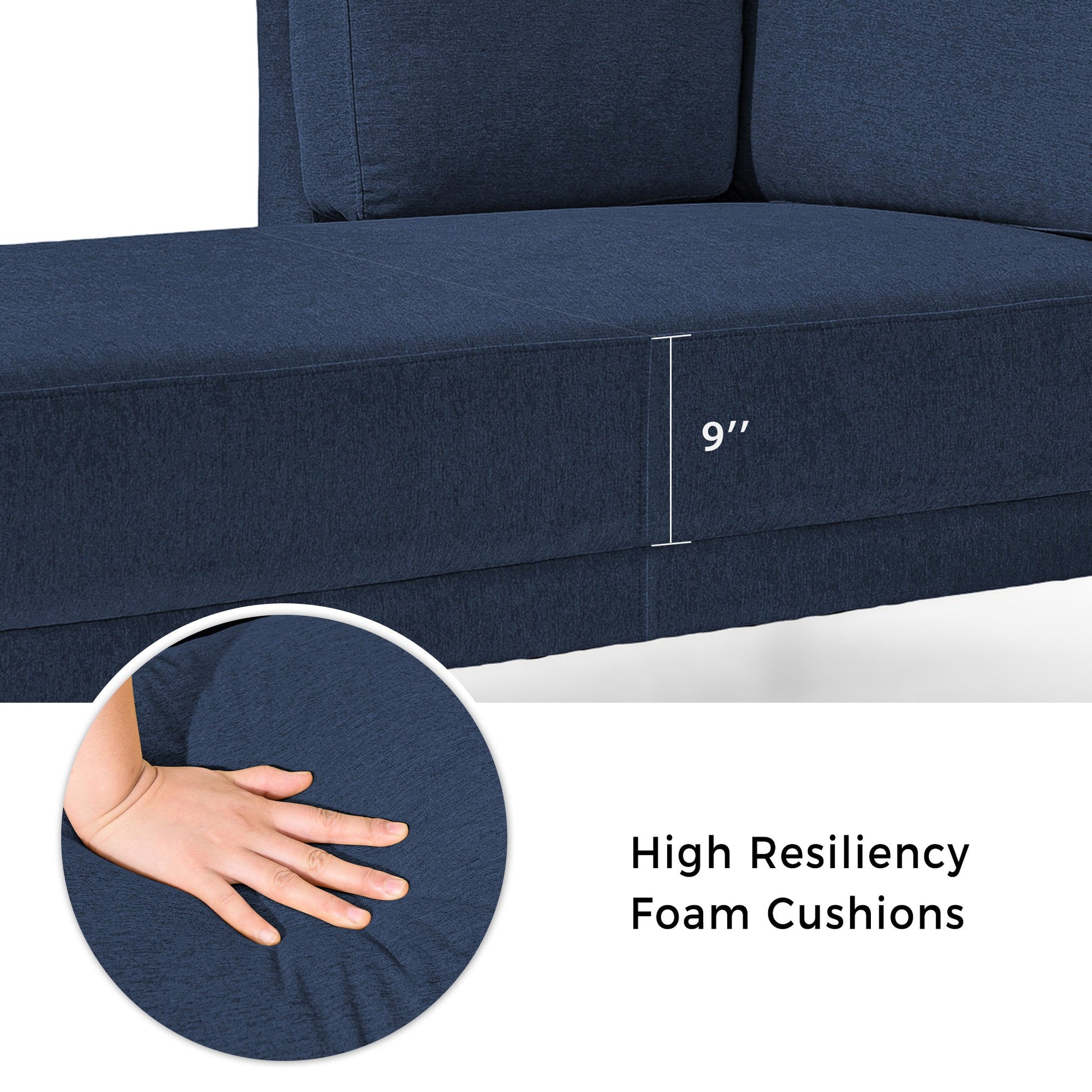 65" Mid-Century Modern Linen Fabric Corner Lounge Chair, Upholstered Indoor Chaise Lounge Solid Wood Sofa Bed for Bedroom - Korvel