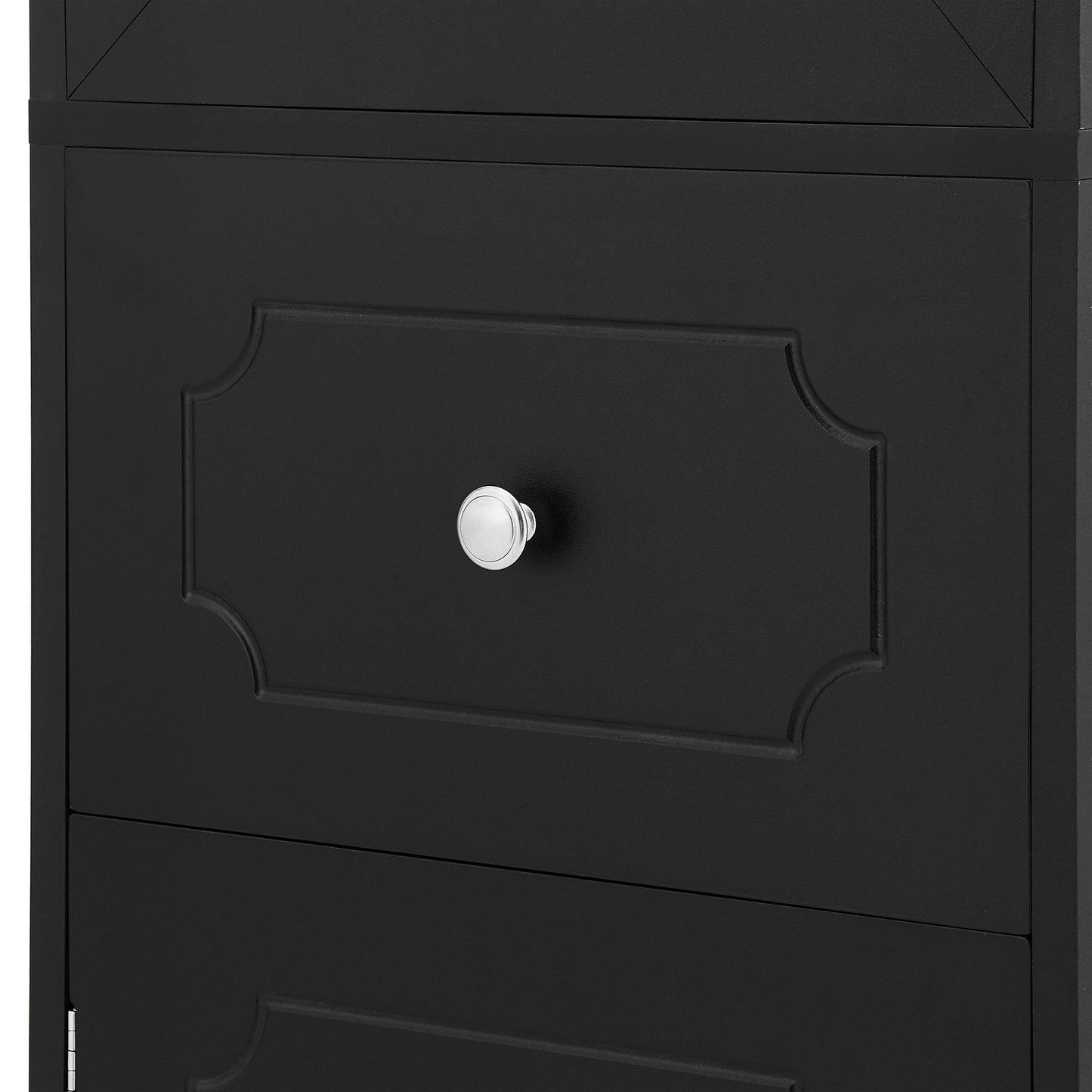 Tall Bathroom Cabinet, Freestanding Storage Cabinet with Drawer and Doors, MDF Board, Acrylic Door, Adjustable Shelf, Black - Korvel