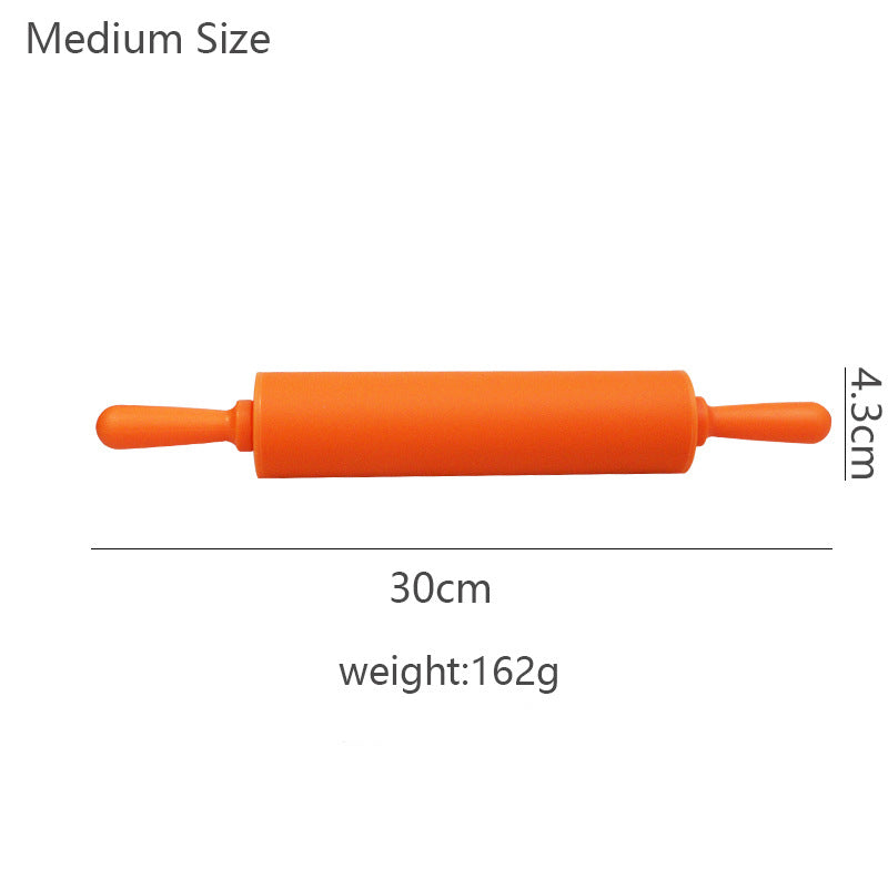 Wooden Handle Silicone Rolling Pin Rolling Pin Roller Flour Pin Small Medium And Large Household Baking Tools And Kitchenware - Korvel