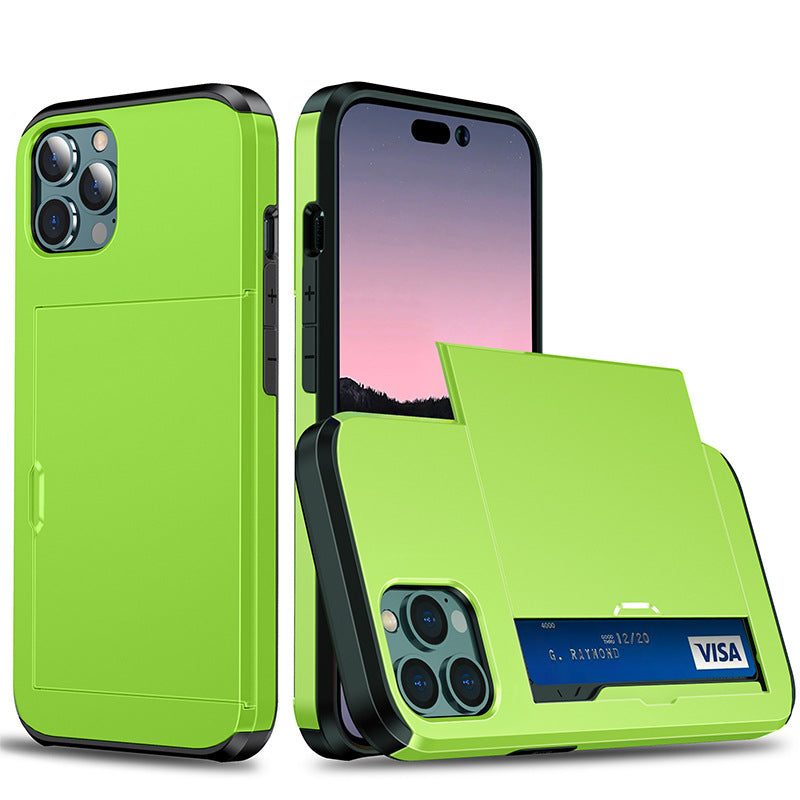 Applicable iphone 14 phone case Apple 13 slider insert card 2 in 1 anti-drop 12Pro wallet case XR - Korvel