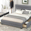 Queen Upholstered Platform Bed with Twin Size Trundle and Two Drawers Grey - Korvel