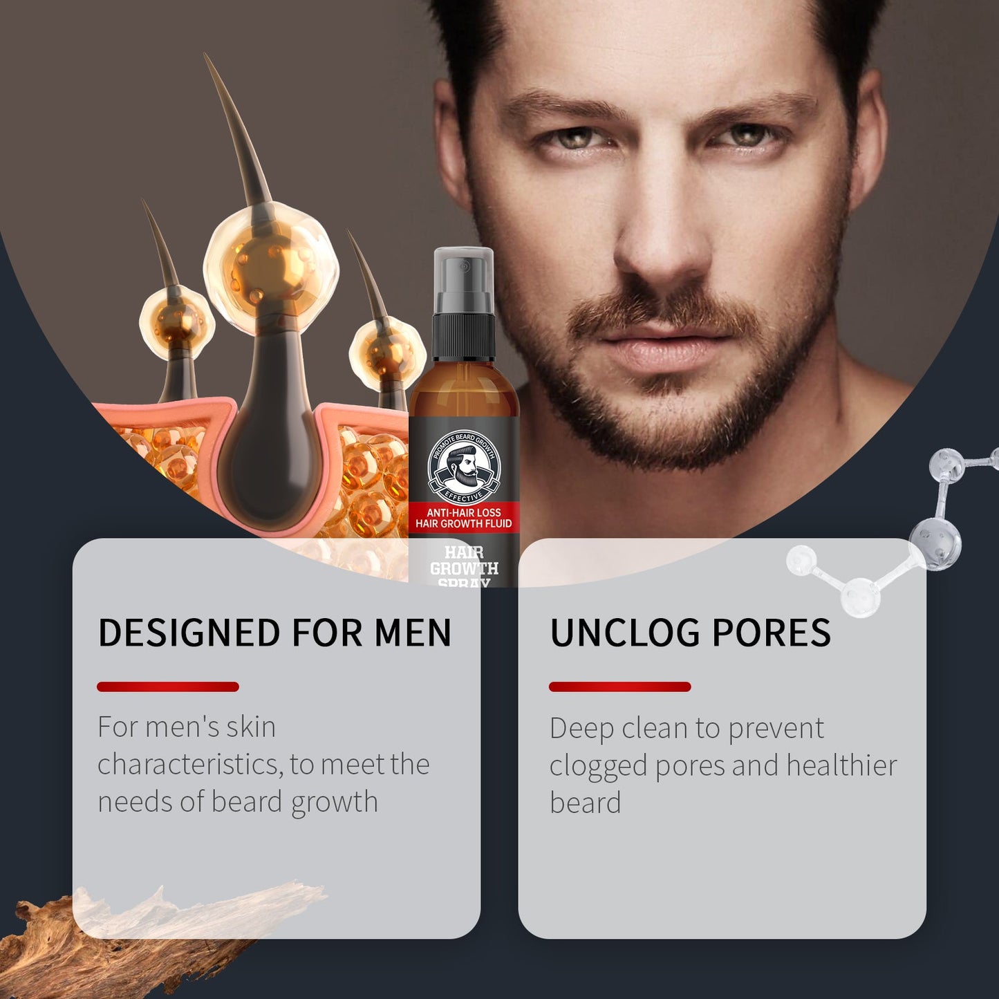 Facial Hair Treatment Spray, Men's Hair And Beard Nourishing Moisturizing And Enriching Facial Hair Repair Spray - Korvel