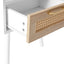Table d'appoint en rotin blanc de 15,75" avec tiroir et pieds en bois massif