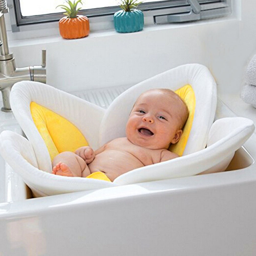 80CM Baby Bath Mat Blooming Bath Tub Flower Baby Bath Sink Safe Newborn Infant Shower Bathing Foldable Security Petal Seat Pads - Korvel