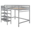 Full Size Loft Bed with Built-in Storage Staircase and Hanger for Clothes, Gray - Korvel