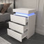 Mesita de Noche Blanca Moderna con 3 Cajones LED