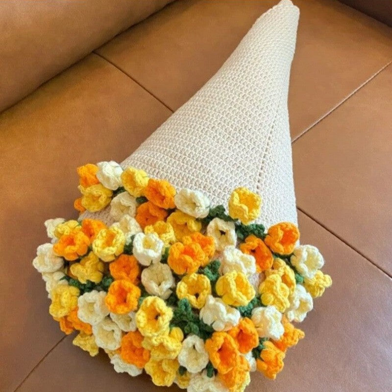 60cm New Creative Rose Bouquet Blanket (Finished), Crocheted Flower Bouquet Gift for Girlfriend - Korvel