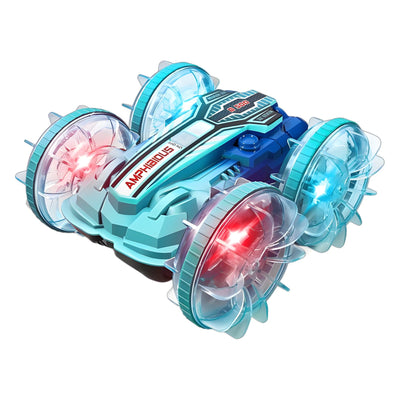 Colorful light wheel double-sided stunt amphibious remote control car watch dual control four-wheel drive power - Korvel