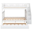 Full over Full Bunk Bed with Trundle and Staircase White - Korvel