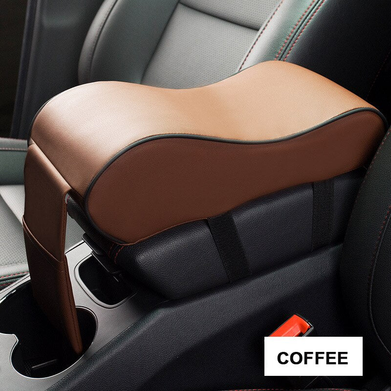 Leather Car Central Armrest Pad Black Auto Center Console Arm Rest Seat Box Mat Cushion Pillow Cover Vehicle Protective Styling - Korvel