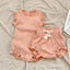 Baby Pit Thread Crawling Clothes Spring/Summer Wooden Ear Edge Girls' Harper+Drawstring Big PP Pants Set - Korvel