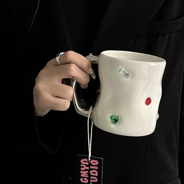 Luxury Cup Make Undefined Cup Gem Cup Spice Girl Style Gem Mug Ceramic Water Cup Small Original Coffee Mug Cup for Lovers - Korvel