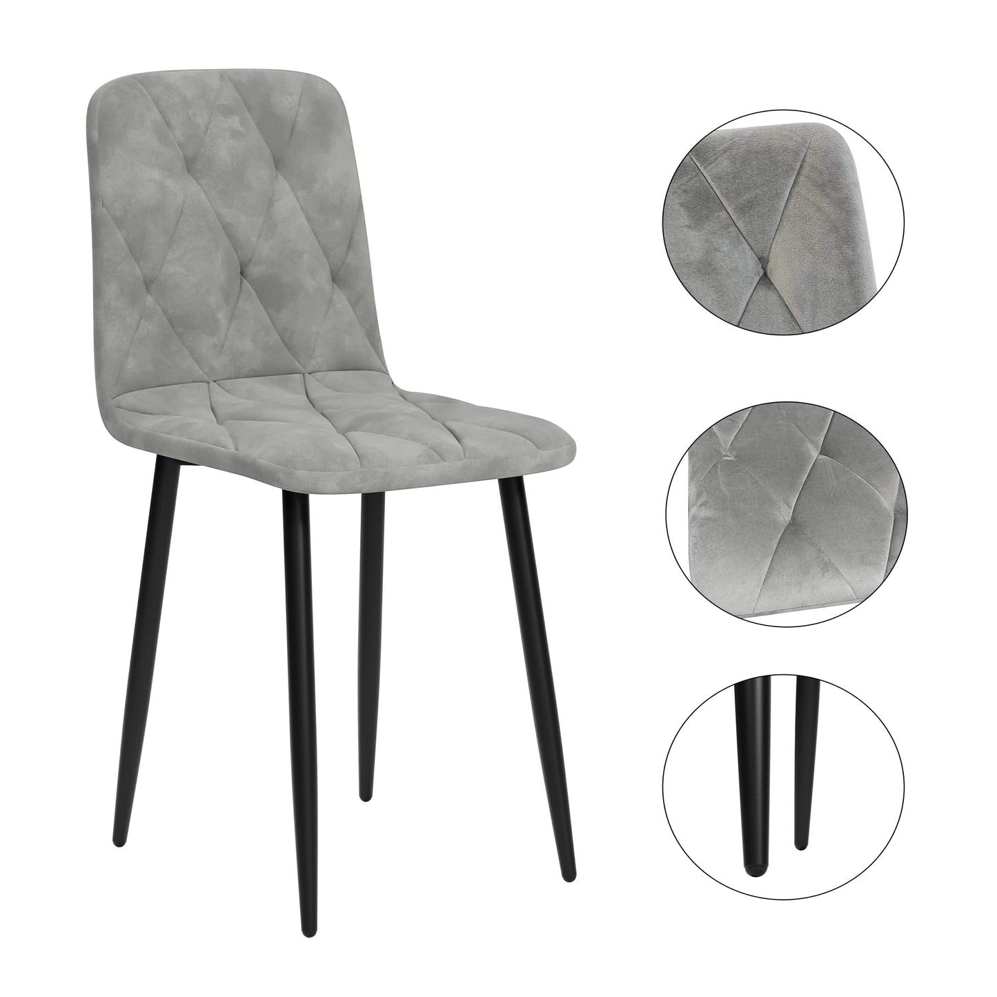 Dining Chairs Set of 4, Modern Kitchen Dining Room Chairs, Velvet Dining Chair Upholstered Cushion Seat and Sturdy Metal Legs - Korvel