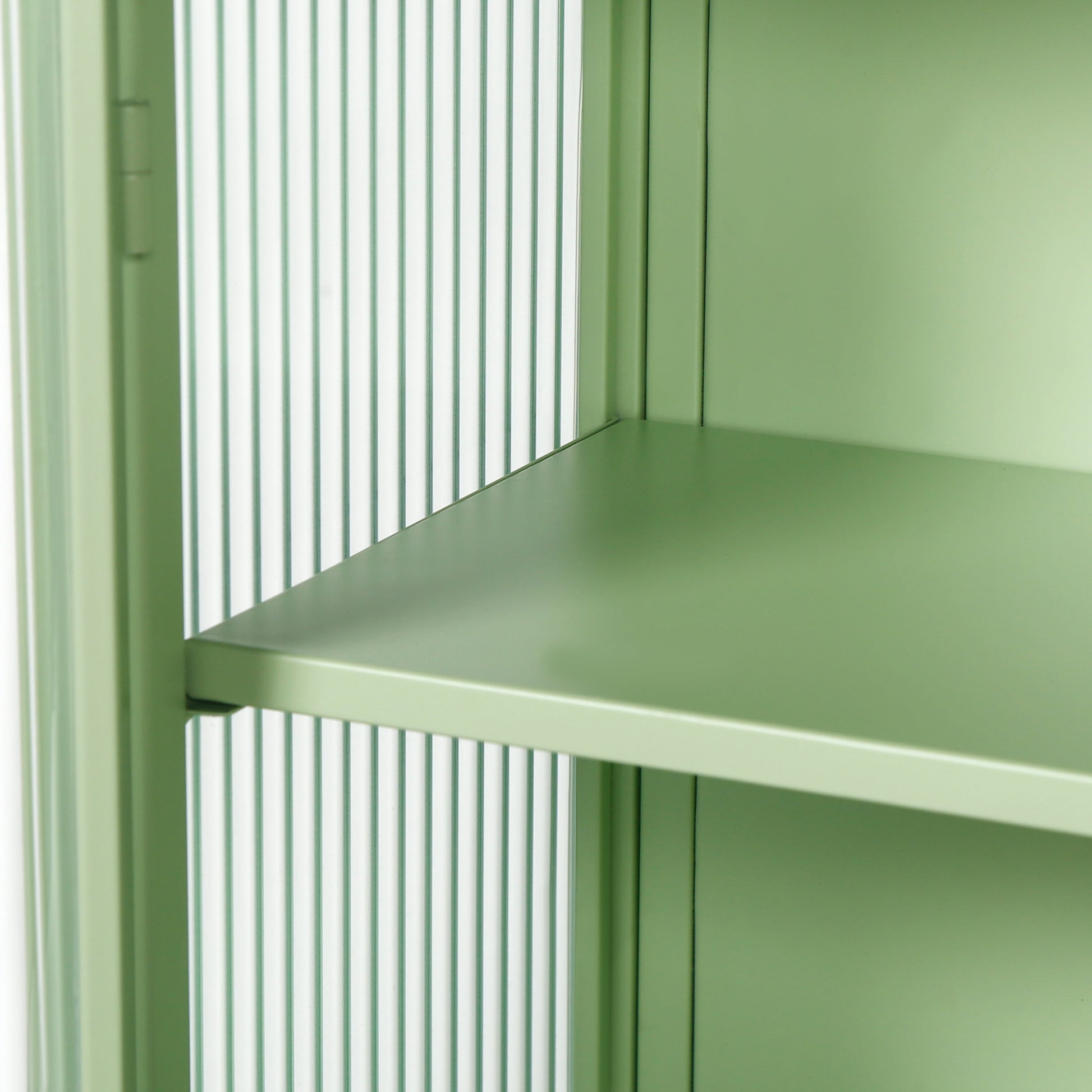 27.56"Glass Doors Modern Two-door Wall Cabinet with Featuring Three-tier Storage Mint Green - Korvel
