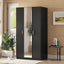 Elegant 3-Door Wardrobe with Mirror and Shelves in Black