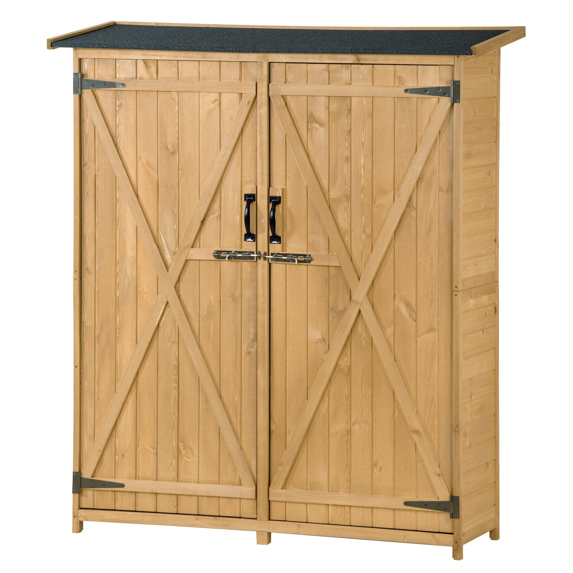 Outdoor 5.3ft Hx4.6ft L Wood Storage Shed Tool Organizer,Garden Shed, Storage Cabinet with Waterproof Asphalt Roof Natural - Korvel
