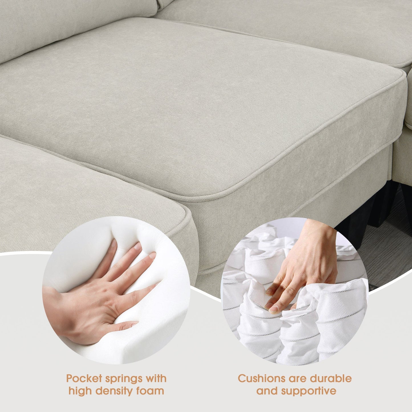 [VIDEO provided] [New] 108*85.5" Modern U Shape Sectional Sofa 7 Seat Fabric Sectional Sofa Set - Korvel
