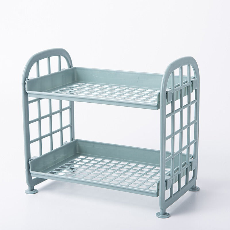 Double Storage Rack Kitchen Small Shelf Desktop Storage Rack Bathroom Sink Plastic Organizing Rack - Korvel