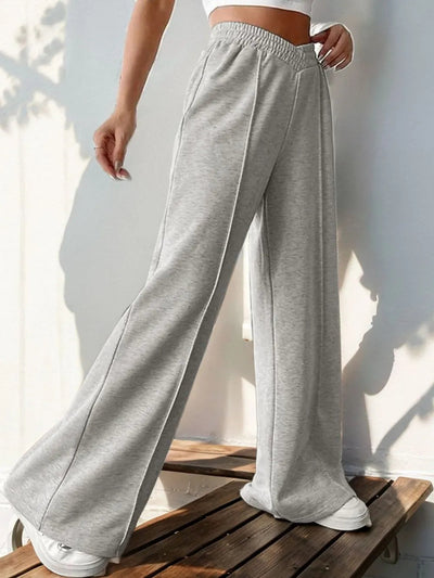 Elastic Waist Wide Leg Pants - Korvel