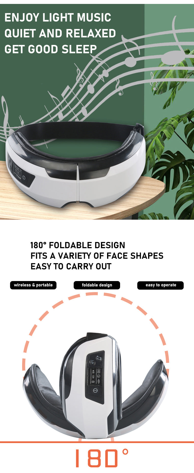 Eye Massager Vibration Therapy Air Pressure Heating Massage Relax Health Care Fatigue Stress Bluetooth Music Improve Vision - Korvel