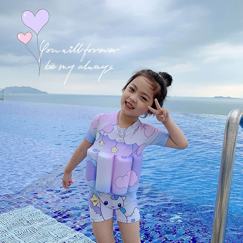 Baby swimsuit, cute cartoon girl buoyancy swimsuit, floating vest for children, baby survival swimsuit - Korvel