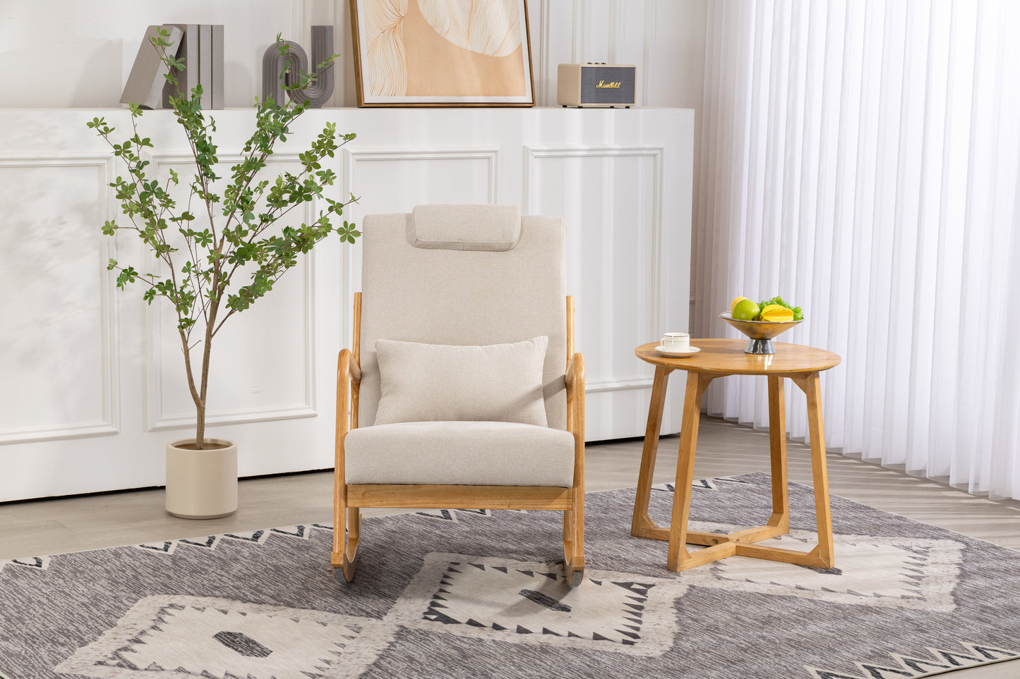 Chaise Berçante Rembourrée Classique avec Coussin Lombaire