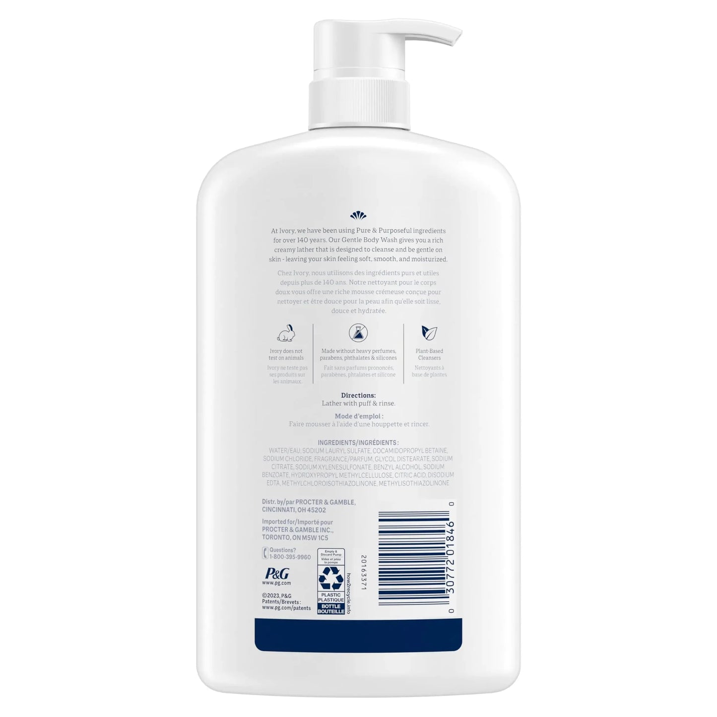 Gel Douche Doux Ivory - Scent Original, 35 oz, Adapté à Toute la Famille