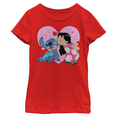Girl's Disney Lilo And Stitch Valentine's Kisses T-Shirt