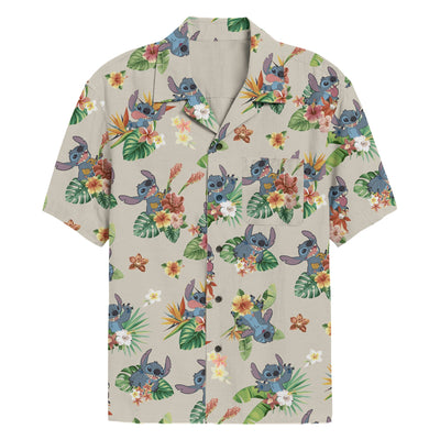 Men's Disney Stitch Tropical Button Up Shirt