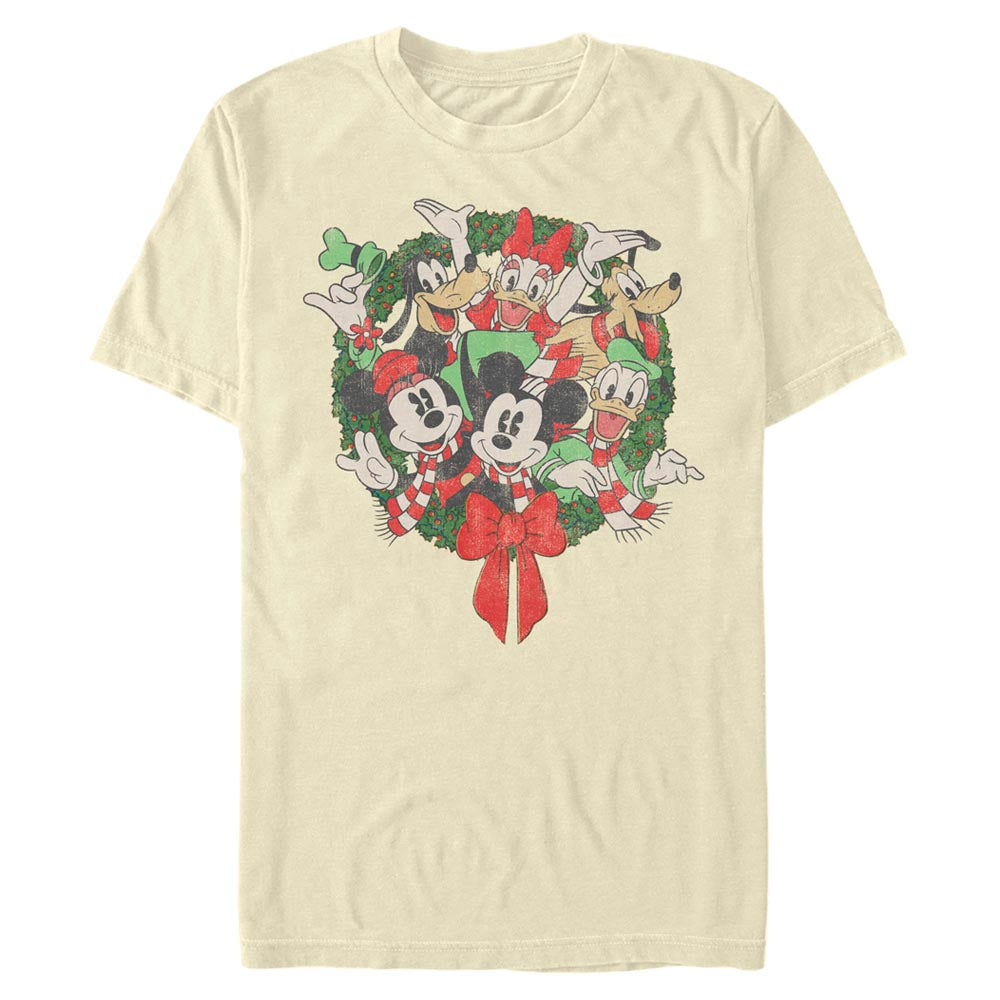 T-shirt Wreath avec Groupe de Noël Disney pour Hommes