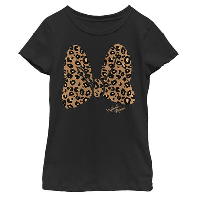 Girl's Disney Minnie Mouse Cheetah Print Bow T-Shirt