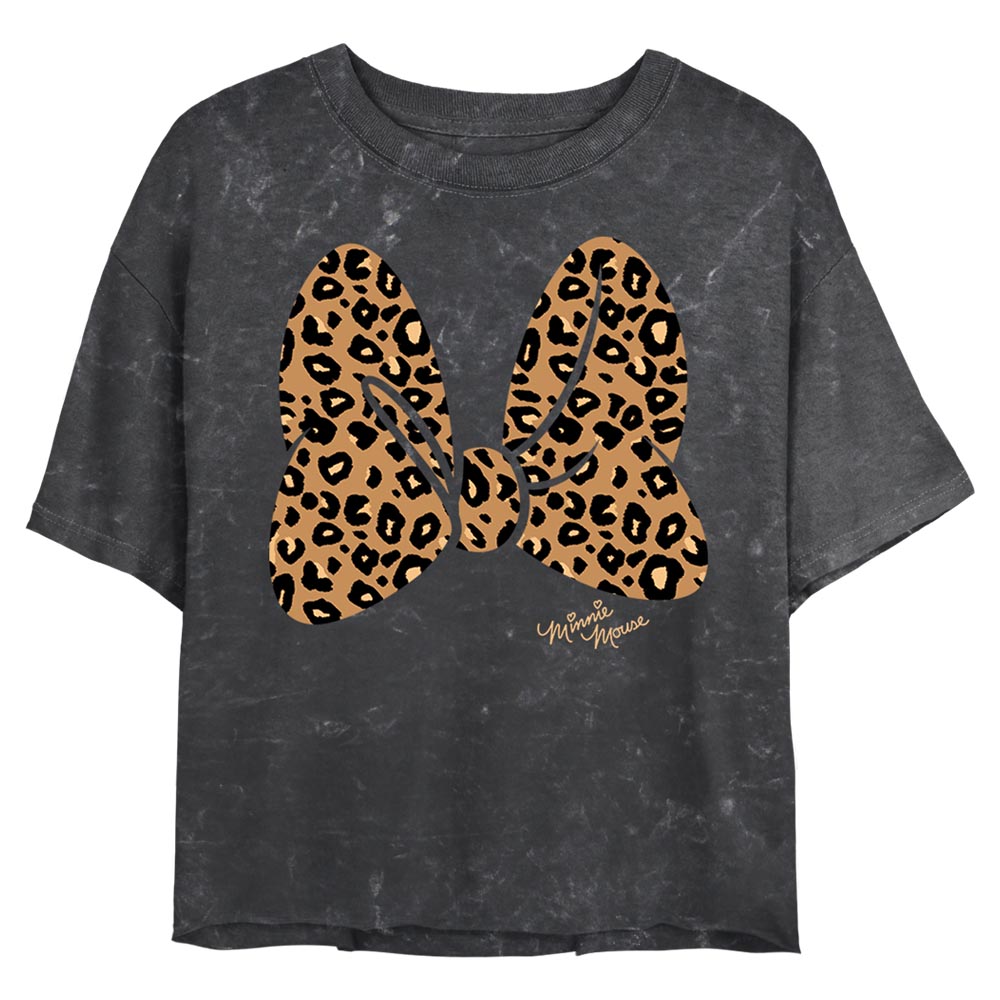 Junior's Disney Cheetah Print Minnie Mouse Bow Crop Top