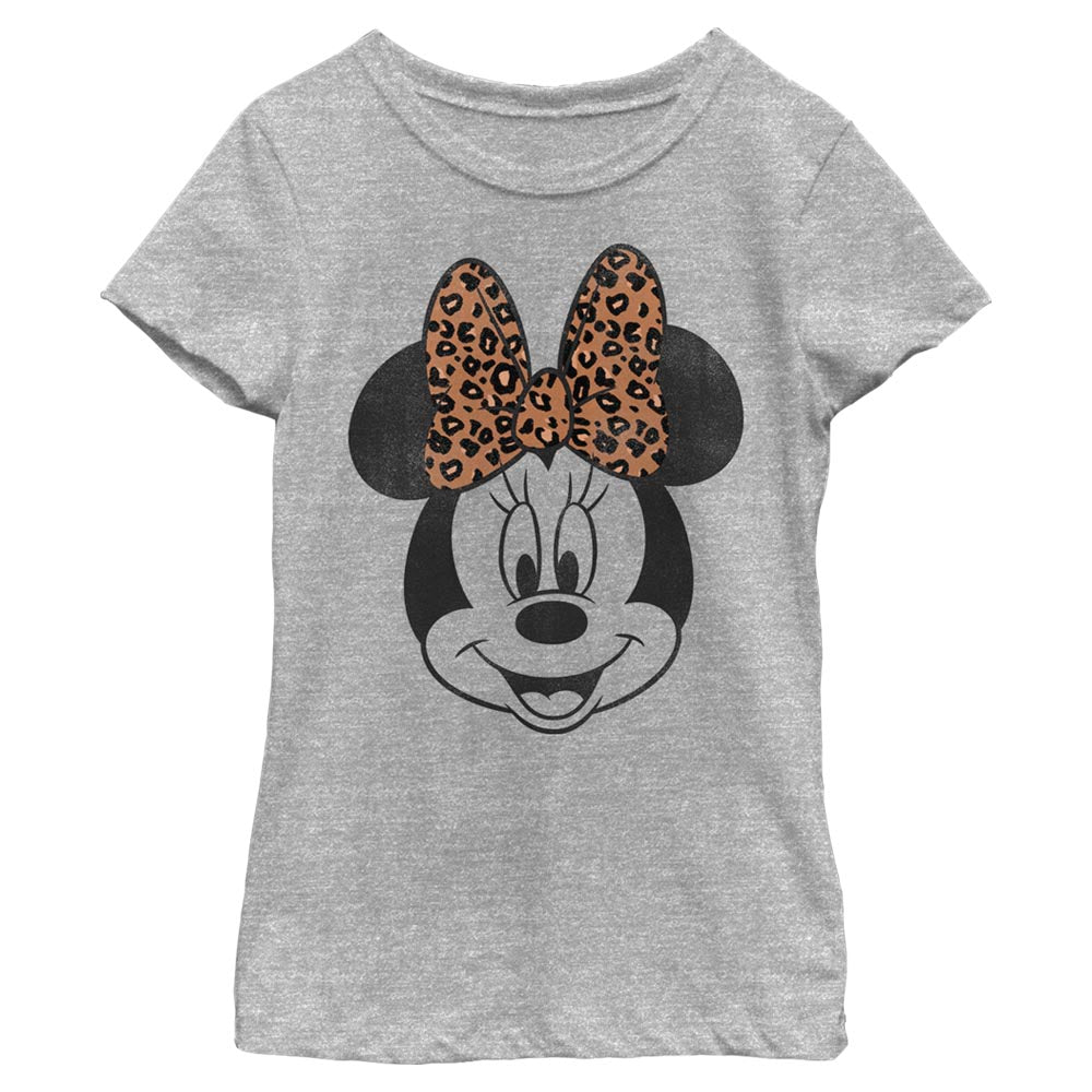 T-shirt à nœud imprimé léopard Minnie Mouse pour fille