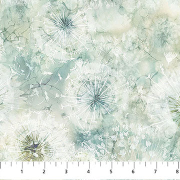 Tissu en coton léger teal avec des gousses de graines Whisper par yard