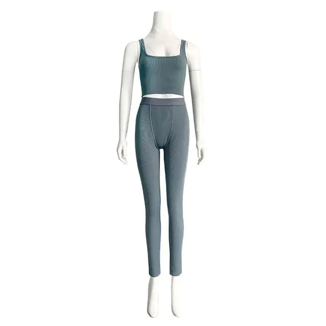 Conjunto de Top Corto y Leggings de Gimnasio Premium