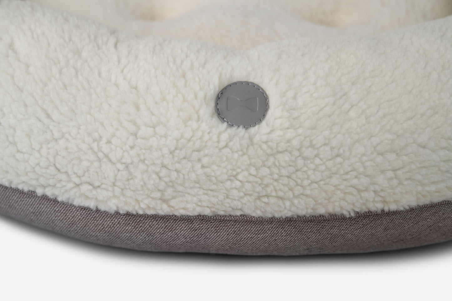 Cozy Plush Donut Dog Bed in Soft Beige