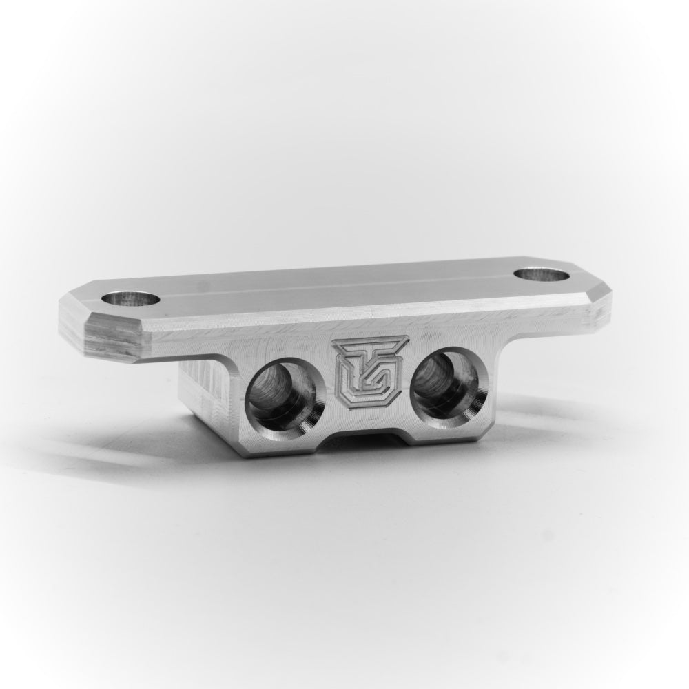 Billet aluminum Rotopax mount adapter for extrusion roof rack cross bars. - Korvel