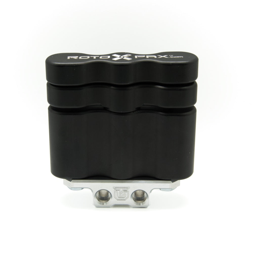 Billet aluminum Rotopax mount adapter for extrusion roof rack cross bars. - Korvel