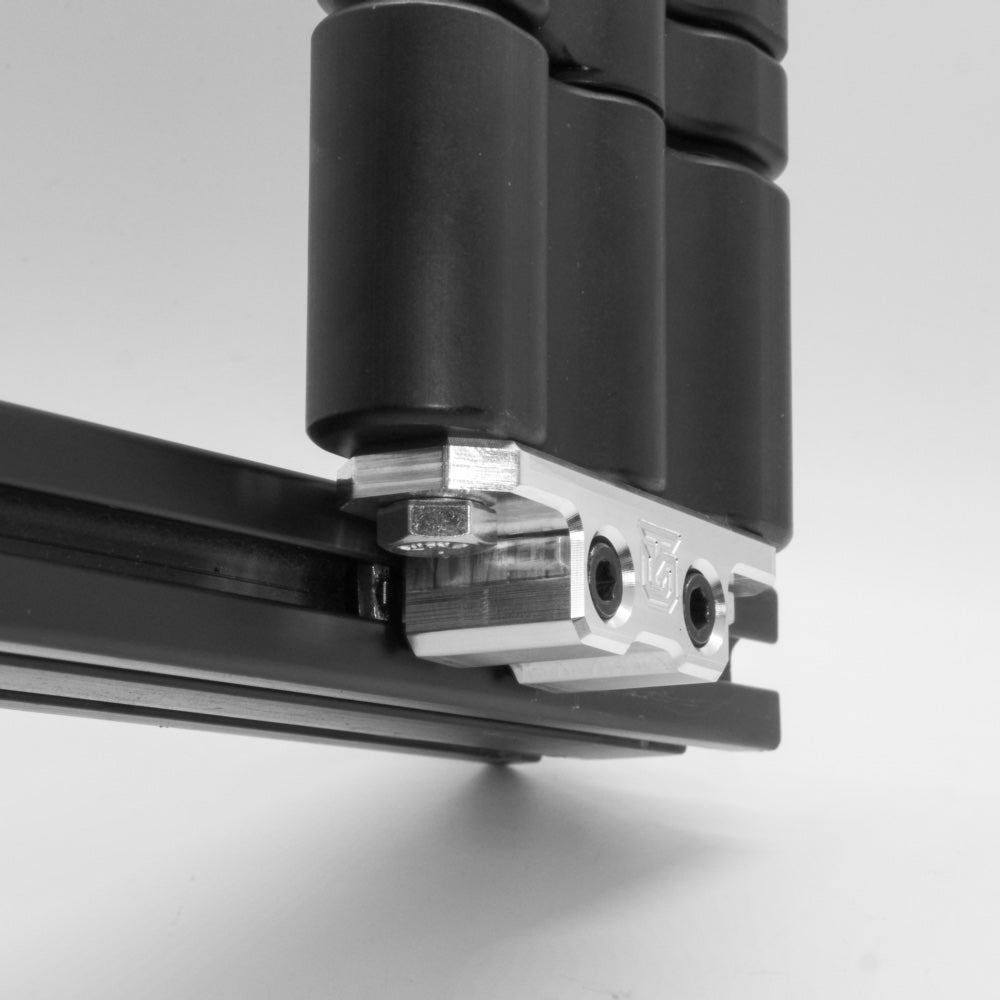Billet aluminum Rotopax mount adapter for extrusion roof rack cross bars. - Korvel
