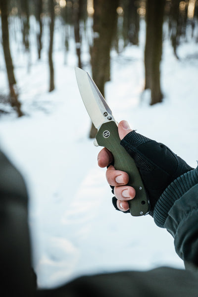 Premium Clip Point Folding Pocket Knife Gift Set for Adventurers (Silver & Green) - Korvel