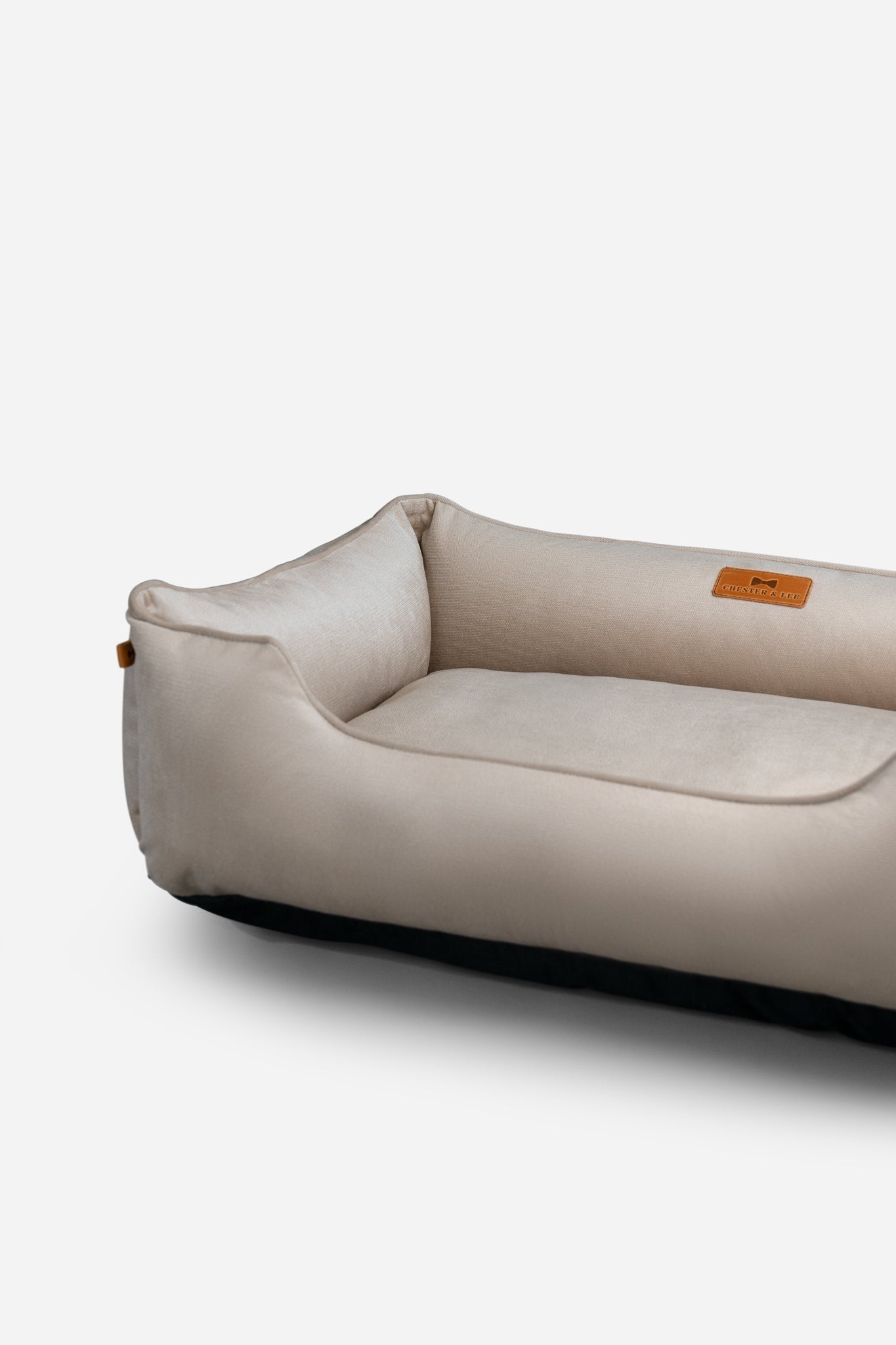 Lit orthopédique en velours luxueux beige