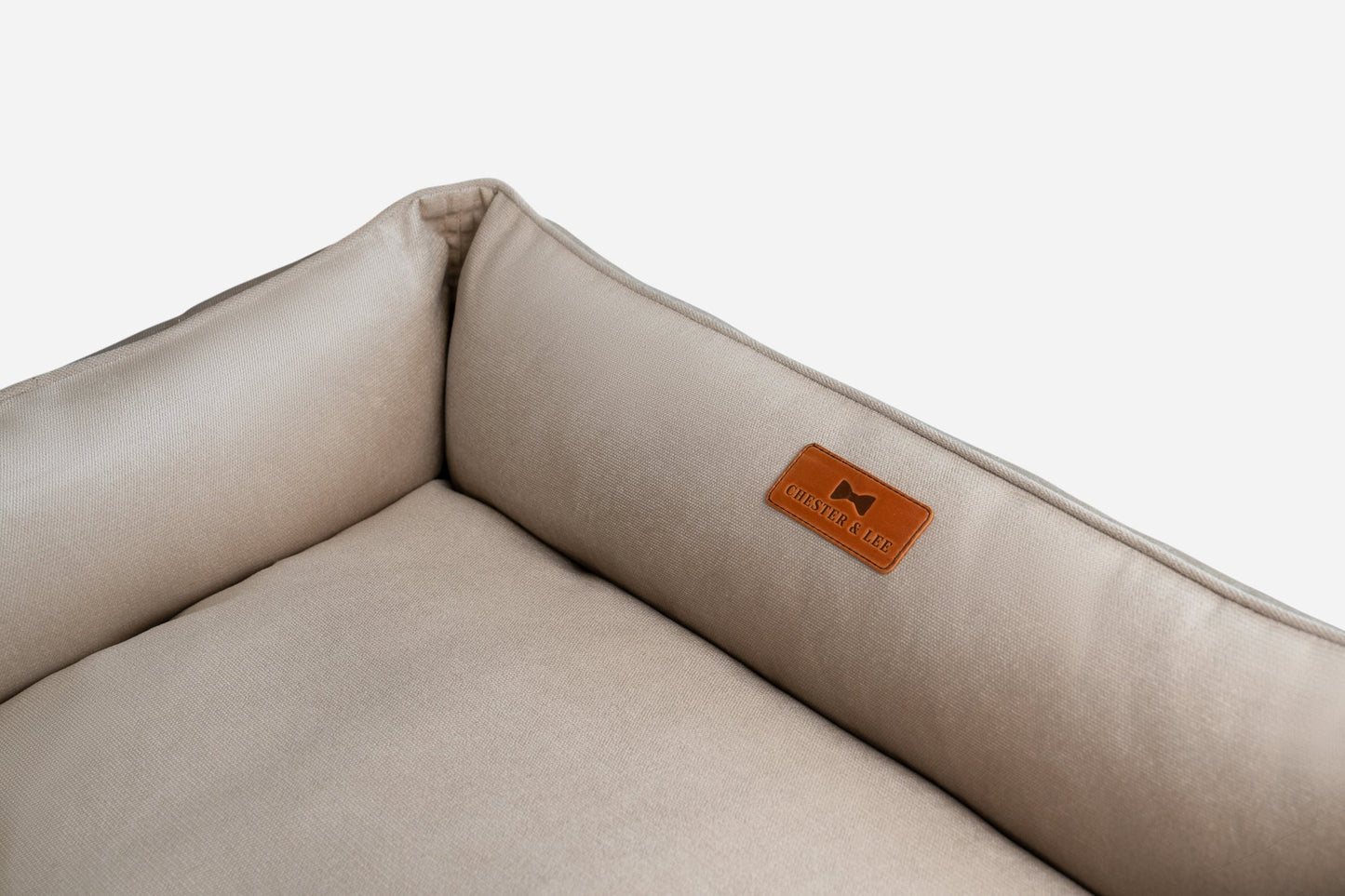 Lit orthopédique en velours luxueux beige