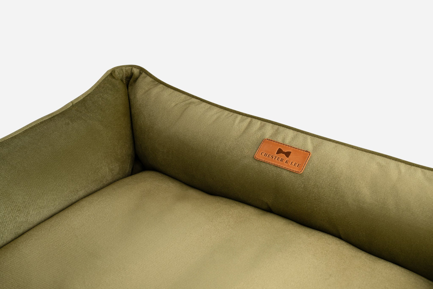Luxurious Olive Velvet Dog Sleeper Bed